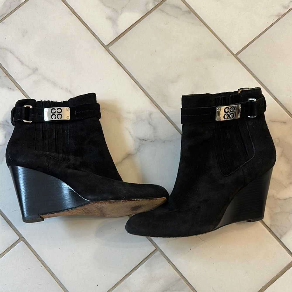 Coach Suede wedge heel boots